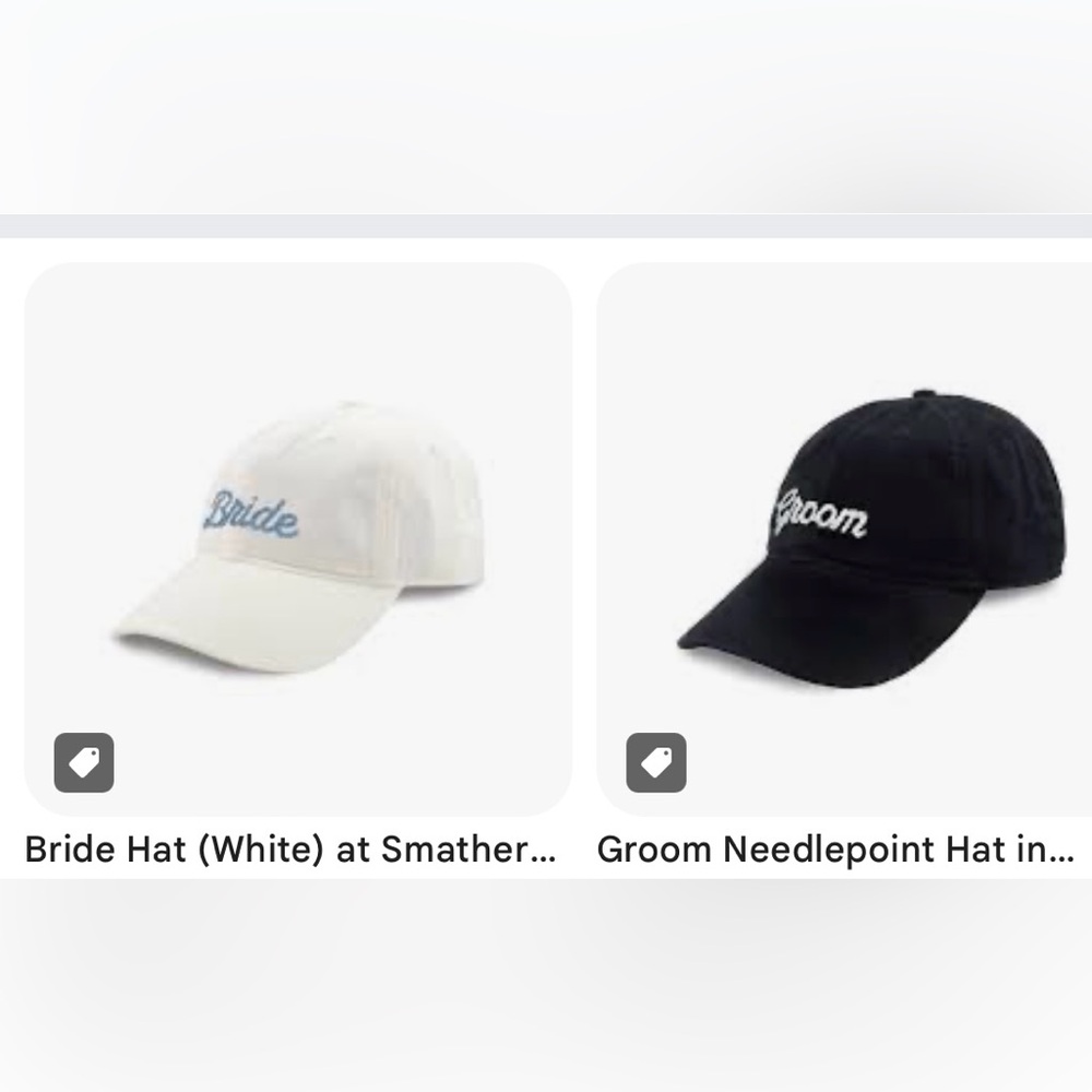 Smathers and Branson Bride & Groom Needlepoint Hats
